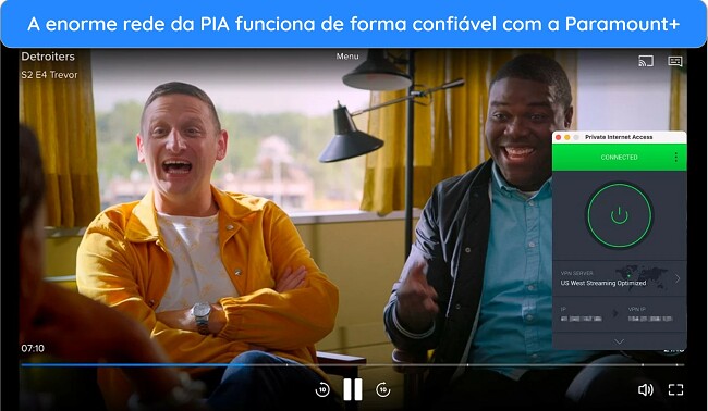 Instru&ccedil;&otilde;es sobre como assistir Paramount+ com PIA VPN enquanto transmitindo Detroiters
